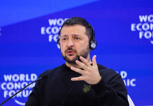 FILE PHOTO: Ukraine's President Volodymyr Zelenskiy in Davos